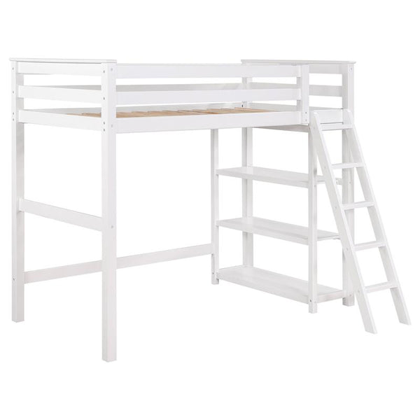 Anica 3-shelf Wood Twin Loft Bed White - 460089