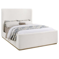 Nala Upholstered Eastern King Sleigh Bed Cream - 302046KE