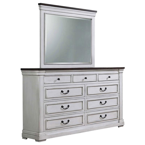 Hillcrest 9-drawer Dresser with Mirror Distressed White - 223353M