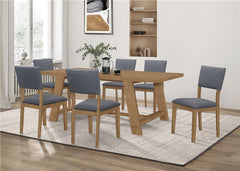 Sharon 7-piece Rectangular Trestle Base Dining Table Set Blue and Brown - 104171-S7