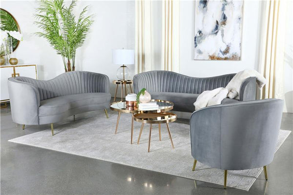 Sophia 3-piece Upholstered Channel Tufted Sofa Set Grey - 506864-S3