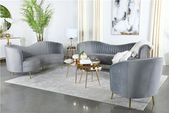 Sophia 3-piece Upholstered Channel Tufted Sofa Set Grey - 506864-S3