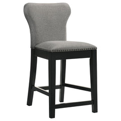 Rolando Upholstered Solid Back Counter Height Stools with Nailhead Trim (Set of 2) Grey and Black - 183028