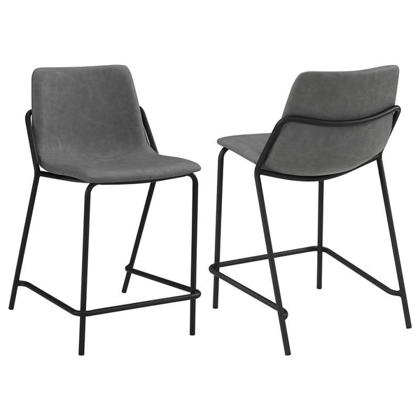 Earnest Solid Back Upholstered Counter Height Stools Grey and Black (Set of 2) - 183452
