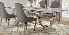 Antoine Rectangle Dining Table White and Chrome - 108811