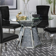 Quinn Hexagon Pedestal Glass Top Dining Table Mirror - 115561