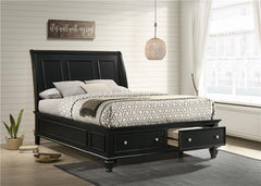 Sandy Beach Wood Eastern King Storage Panel Bed Black - 201329KE