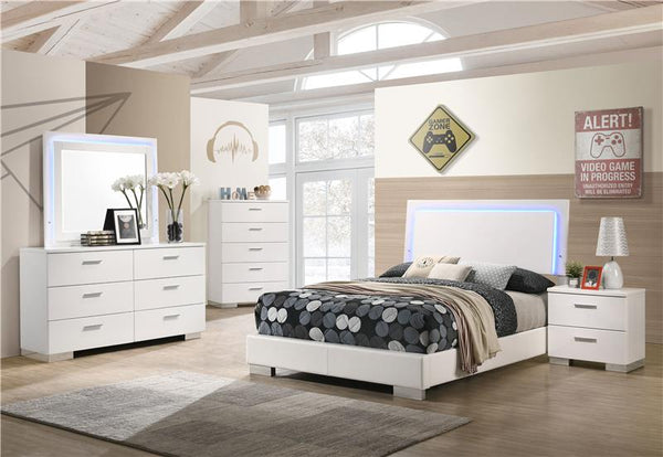 Felicity 5-piece Full Bedroom Set White High Gloss - 203500F-S5L