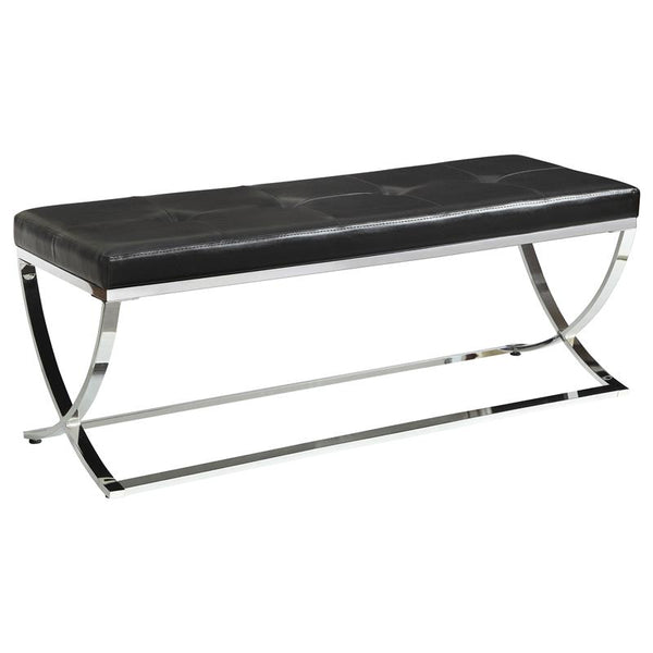 Walton Leatherette Upholstered Tufted Accent Bench Black - 501156
