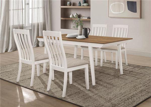 Nogales 5-piece Rectangular Dining Table Set Natural Acacia and Off White - 122301-S5