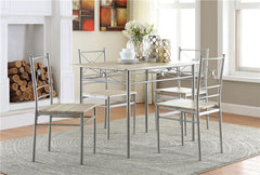 Anna Fontana 5-piece Rectangular Dining Set Brushed Silver - 100035