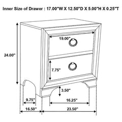 Salford 2-drawer Nightstand Metallic Sterling - 222722