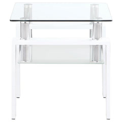 Dyer 1-shelf Square Glass Top Side End Table White - 703437