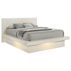 Jessica Wood Queen LED Panel Bed Cream White - 202990Q