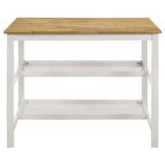 Hollis Kitchen Island Counter Height Table with Pot Rack Brown and White - 122246