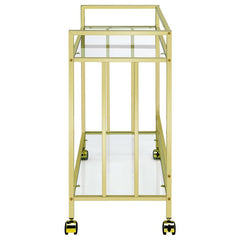 Cara Rectangular Glass Bar Cart Brass - 181381