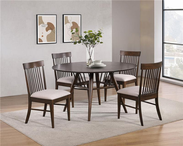 Everton 5-piece Round 54-inch Dining Table Set Walnut - 108891-S5