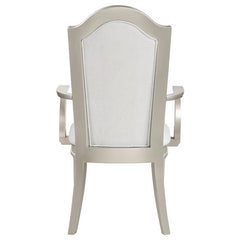 Evangeline Upholstered Dining Arm Chair with Faux Diamond Trim Ivory and Silver Oak (Set of 2) - 107553