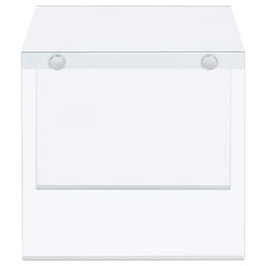 Opal Square Glass Frame Side End Table White High Gloss - 704147