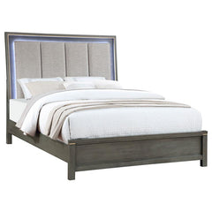 Kieran Wood Eastern King LED Panel Bed Grey - 224741KE