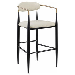 Tina Metal Pub Height Bar Stool with Upholstered Back and Seat Beige (Set of 2) - 121187