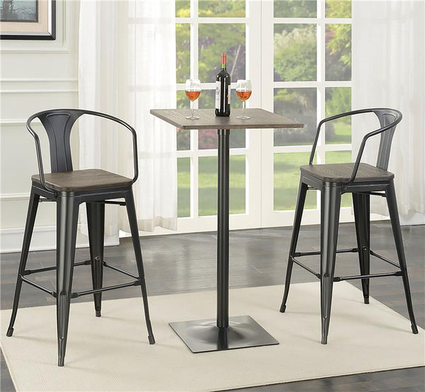 Cavalier Wooden Seat Bar Stools Dark Elm and Matte Black (Set of 2) - 100737