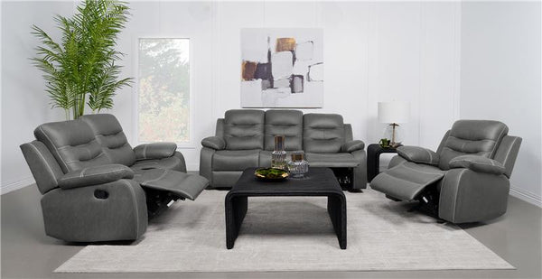 Nova Upholstered Padded Arm Reclining Loveseat Dark Grey - 602532
