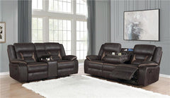 Greer 2-piece Upholstered Reclining Sofa Set Brown - 651354-S2