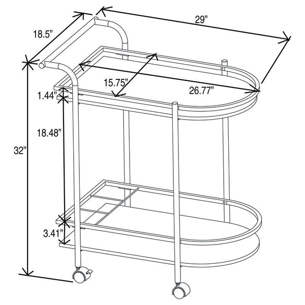 Desiree 2-tier Bar Cart with Casters Gold - 181377