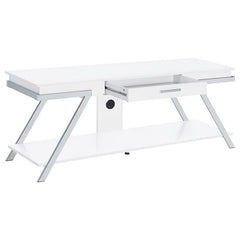 Marcia 1-drawer Wood 60" TV Stand White High Gloss - 708152