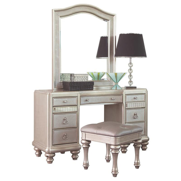 Bling Game 9-drawer Vanity Set with Stool Metallic Platinum - 204187-S3