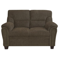 Clementine 2-piece Upholstered Padded Arm Sofa Set Brown - 506571-S2