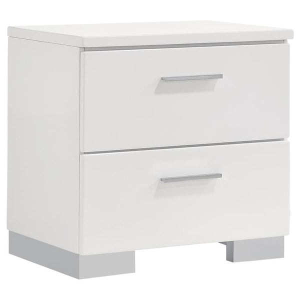 Felicity 2-drawer Nightstand Glossy White - 203502