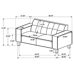 Deerhurst Upholstered Track Arm Tufted Loveseat Charcoal - 509642