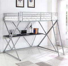 Hyde Metal Full Workstation Loft Bed Silver - 400034F