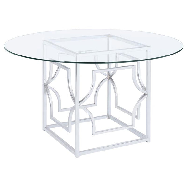 Starlight Round Glass Top Dining Table Clear and Chrome - 192561BG