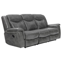 Conrad 3-piece Upholstered Padded Arm Motion Sofa Set Grey - 650354-S3