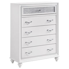 Barzini 5-piece Eastern King Bedroom Set White - 300843KE-S5