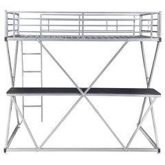 Hyde Metal Full Workstation Loft Bed Silver - 400034F