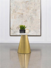 Avon Round Marble Top Stainless Steel Side End Table White - 707827