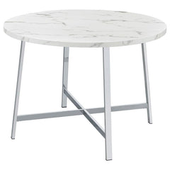 Alcott Round Faux Carrara Marble Top Dining Table Chrome - 120400