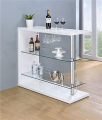 Prescott Rectangular 2-shelf Bar Unit Glossy White - 100167