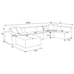 Freddie 6-piece Upholstered Modular Sectional Sofa Pearl - 551641-SETL