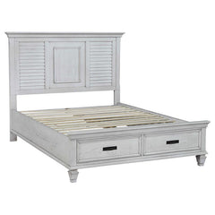 Franco California King Storage Panel Bed Distressed White - 205330KW