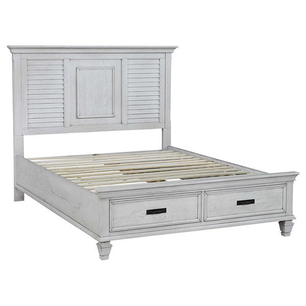 Franco Wood Eastern King Storage Panel Bed Distressed White - 205330KE