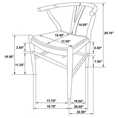 Cortona Danish Y-Shaped Back Wishbone Dining Side Chair Black and Beige (Set of 2) - 108482