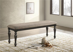 Bridget Upholstered Dining Bench Stone Brown and Charcoal Sandthrough - 108223