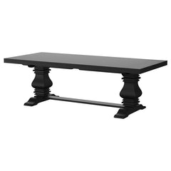 Florence Rectangular Pedestal Dining Table with Planked Wood Top Antique Black - 115531