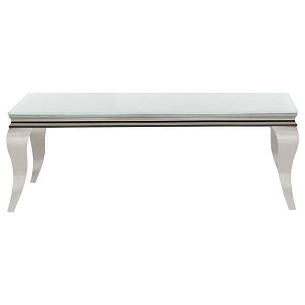 Carone Rectangular Glass Top Coffee Table White and Chrome - 707768