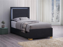 Marceline Wood Twin LED Panel Bed Black - 222831T